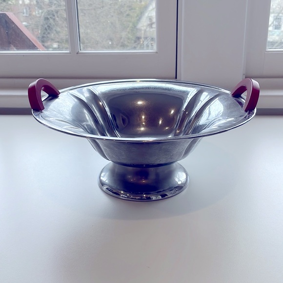 Vintage Art Deco Continental Silver Co Serving Bowl w/Red Bakelite handl… - Picture 2 of 6